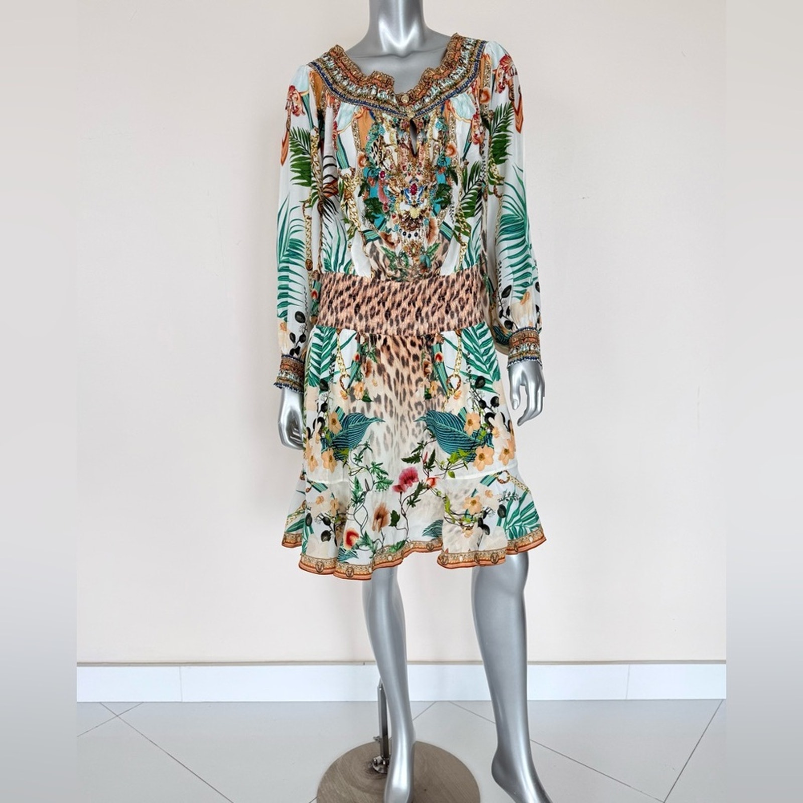 Camilla Silk Off-The-Shoulder Minidress Size 12 Us Authentic Retail 795$